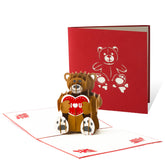 3D Pop-Up Greeting Card, Teddy Bear Holding Heart Design, Includes Premium Envelope, Perfect For Birthdays, Anniversaries, Love Notes, Or Special Occasions