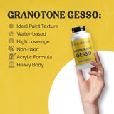 Acrylic Gesso Water Base | Matte Finish | Interior/Exterior Use | Long Lasting For Acrylic Painting | Non-Toxic Universal Gesso Finish Primer, White