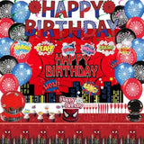Spider Theme Birthday Party Supplies, Spider Party Decorations Including Birthday Banner, Backdrop, Hanging Swirls, Tablecloth, Balloons, Cake Toppers, Plates, Forks, Knives, Spoons For Spider Party