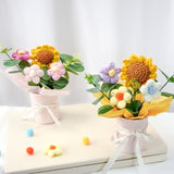 Crochet Medium Sunflower Flower Bouquet: Handmade Knitted Bouquet For Mother'S Day Birthday Home Decor Girlfriend Wedding Grandma Bday Gift(Pink) (Pink)