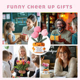Cute Crochet Tulip Flowers Gifts For Women, Friends, Moms, Teachers, Coworkers With “Amazing” Card – Inspirational Gifts For Female Graduation Birthday Back To School Christmas, Desk Decor