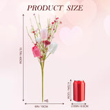 6Pcs Valentine'S Day Artificial Flowers, 15.7 Inch Tulip Heart Stems With Pink White Berries For Vase Centerpiece, Wedding Home Decor