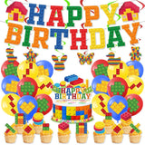 18Pcs Building Blocks Balloons, Latex, 12In, Red, Yellow, Blue, Green, White, Party Decorations, Kids Birthday Supplies