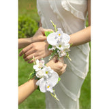 Set Of 2 Wrist Corsage Bracelets Pearl Wristlet Band Bridesmaid Bracelet For Wedding Ceremony Bridal Shower Wedding Artificial Flower Prom (Ivorywhite)