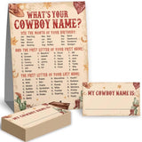 What'S Your Cowboy Name Game Set, (1 Cowboy Theme Sign And 30 Name Cards), Birthday Game, Western Wild Birthday Party Supplies, Cowboy Party Supplies
