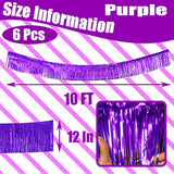 6 Pack 10 Feet Foil Fringe Garland Metallic Tinsel Streamers Banner Wall Hanging Curtain Backdrop Banner For Parade Floats, Thanksgiving, Christmas, Birthday, Halloween Party Decorations(Purple)