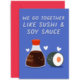Old English Co. Fnny Romantic Card For Husband Or Wife - Humorous Valentine'S Card For Boyfriend Girlfriend - 'Sushi And Soy Sauce' Cute Anniversary Card For Him Or Her | Blank Inside Envelope