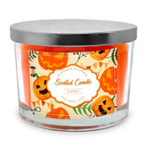 3 Wick 14Oz Pumpkin Scented Orange Candle In Glass Jar With Lid, Large Fall Colored Aromatherapy Gift Candle For Harvest Halloween Home Table Decoration - 60-70 Hours Burning Time