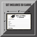 50 Graduation Share A Memory, Wishes Or Advice Cards For The Graduate -Party Games Activities Supplies Decorations Grad Celebration College, High School, University- Gold & Black 2025- Made In The Usa