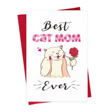 Funny Best Cat Mom Ever Mothers Day Card From Cat Kitty Daughter Son - Funny For Cat Mom Women With Envelope