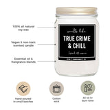 You Nique Designs True Crimes & Chill Scented Candle, 8 Oz, True Crime Gifts For Women, Serial Killer Gifts For Women, Crime Junkie Merch, All Natural Soy Vegan Candles (Lavender & Vanilla)