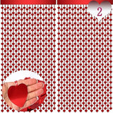 Heart Tinsel Curtains Heart Decorations Red Love Streamers For Valentines Party Decorations Backdrop For Engagement Wedding Theme Birthday Props 2Pcs