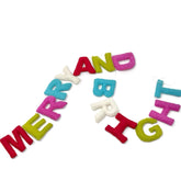 Merry And Bright Felt Banner Pre-Strung Reusable Merry Christmas Garland, Rainbow Holiday Vintage Christmas Mantle Decoration Photo Prop (Merry Bright)