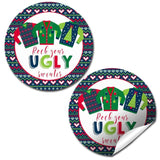 Ugly Sweater Christmas Holiday Thank You Sticker Labels, 40 2" Party Circle Stickers By Amandacreation, Great For Party Favors, Envelope Seals & Goodie Bags