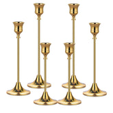 Metal Candle Holders For Candlesticks Taper Candlestick Holders Set Vintage Decorative Centerpiece Candelabra Tall Candle Stands For Halloween Thanksgiving Christmas (Gold, 2 Sets (6 Pcs))