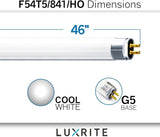 6 Pack F54T5 HO 54W 46 Inch T5 Fluorescent Tube Light Bulbs 4100K Cool White G5 Base
