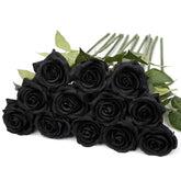 12 Pcs Artificial Roses Flowers Party Decorations Fake Roses Silk Flowers Faux Roses Flowers Petal Floral For Home Wedding Party Shop Garden Bridal Decorations Diy(Black)