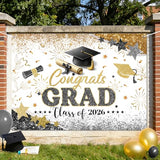 71x43 Inch Graduation Backdrop Black Gold Congrats Grad Class of 2026 Decorations Congratulations Graduates Photography Background Large Graduation Party Decorations Banner Photo Booth Props