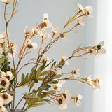 22.8 '' Long 6 Pcs Faux Plum Blossom Artificial Plum Flowers Fake Plum Branches Long Stem Silk Autumn White Plum Silk Simulation Flower Floral Arrangement For Home Wedding Table Decoration Party
