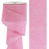 Pink Burlap Wired Ribbon Solid Wired Edge Ribbon 2.5 Inch Jute Ribbon