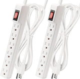 2 Pack Surge Protector Power Strip 6 Outlets 6 Ft Cord 15A 1875W Wall Mount