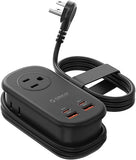 65W GaN Travel Power Strip 3 Outlets 4 USB Ports 4Ft Flat Plug