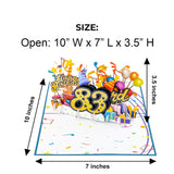 3D Pop Up Happy 83Rd Birthday Card – Blue Design With Glitter Numbers, Balloons, Cakes & Gifts – Unique Bday Card For Dad, Mom, Husband, Wife, Man Or Woman – 5" X 7"