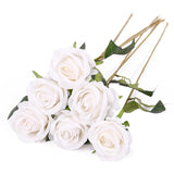 6 Pcs Fake Roses Artificial Flowers Bulk, White Roses Bridal Bouquet Silk Faux Rose With Stems For Wedding Flowers Decoration, Valentine'S Day, Anniversary,Home Decor (6Pcs, White)