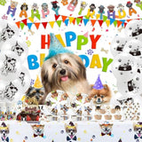 102 Pcs Dog Themed Birthday Kit Paw Print Balloons, Plates, Banner & More for 20 Guests
