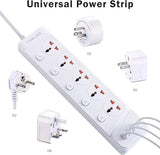 Universal Power Strip with 5 Widely Spaced Outlets for Home Office