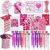 141 Pcs Valentines Notebook Pen Cards Set 35 Valentine Small Pocket Notepads 35 Heart Shaped Ballpoint Pen 35 Valentine Cards 35 Organza Bags For Party Supplies