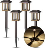 4 Pack Vintage Solar Pathway Lights Warm White Seeded Glass Waterproof Garden Lights