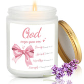 Christmas Pink Bow Christian Candle Gifts For Women Coquette Bible Verse Prayer Candle Baptism First Communion Confirmation Gifts Spiritual Lavender Scented For Women Sister Teacher Coworker
