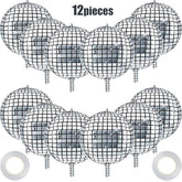12pcs 22" Silver Disco Ball Balloons 4D Sphere for 70s 80s Party & Bachelorette