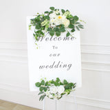 Wedding Arch Flowers Faux Flowers Set Of 2 Flower Garland For Wedding Decorations For Reception And Wedding Welcome Sign (New White)