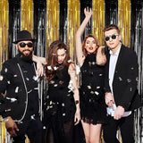 Black & Gold Party Streamers 3.2x8.2ft Foil Fringe Backdrop 2 Pack