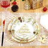 Christmas Paper Plates And Napkins, Christmas Tree Gold Plate And Napkin Disposable, Holiday Paper Plates And Napkins Sets For Xmas Holiday Winter Dinner, Merry Xmas Plate For Party Supplies