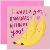 Old English Co. Go Bananas Without You Card - Funny Anniversary Card For Boyfriend, Girlfriend, Husband, Wife - Hilarious Valentine'S Day Card For Him Or Her | Blank Inside With Envelope