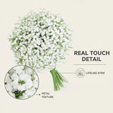 120 Pcs Babys Breath Artificial Flowers, White Babys Breath Flowers Artificial Bulk Real Touch Flowers For Wedding Party Home Garden Decoration