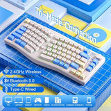 A75 Alice Keyboard, 75% Hot-Swappable Mechanical Keyboard With Knob & Cat Keycaps, 2.4G/Usb-C/Bt5.0 Cute Gaming Keyboard For Pc/Mac/Win/Andriod, Barbie Switch - White