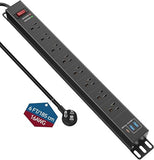 8 Outlet Heavy Duty Power Strip 20W USB C 6FT Metal Surge Protector