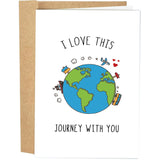 Romantic Globe Birthday Card For Boyfriend Girlfriend, Travel Themed Anniversary Card For Him Her, I Love This Journey With You