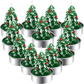12 Pieces Christmas Tree Tealight Candles Handmade Delicate Tree Candles For Christmas Home Decoration Gifts (Green, White)