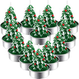 12 Pieces Christmas Tree Tealight Candles Handmade Delicate Tree Candles For Christmas Home Decoration Gifts (Green, White)