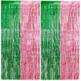 2-Pack Pink & Green Foil Fringe Backdrops 3.3×6.6 ft for Parties & Photo Booths
