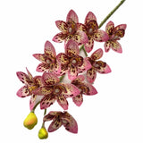 4Pcs Artificial Cymbidium Orchid Flower Plant 3D Print Vanda 10 Heads Latex Phalaenopsis Flower (Pink)