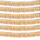 6 Pack 10 Feet Champagne Gold Foil Fringe Garland Metallic Tinsel Streamers Banner Wall Hanging Backdrop Banner For Parade Floats, Thanksgiving, Christmas, Birthday, Halloween Party Decorations