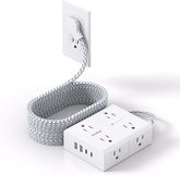 15FT Surge Protector Power Strip with 8 Outlets 4 USB Ports 2 USB C Flat Plug Extension Cord