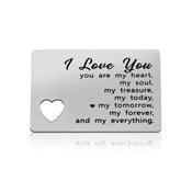 Anniversary Card Gifts For Him Engraved Wallet Card For Boyfriend Girlfriend Couple Gifts You Are My Heart Mini Love Note Card Gift For Husband Christmas Birthday Gifts Valentines Day Gifts For Fiance