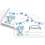 Blue Elephant Guess How Many Peanuts, Elephant Baby Shower Game, 50 Cards And Matching Standing Sign, Boy Elephant Baby Shower Decorations
